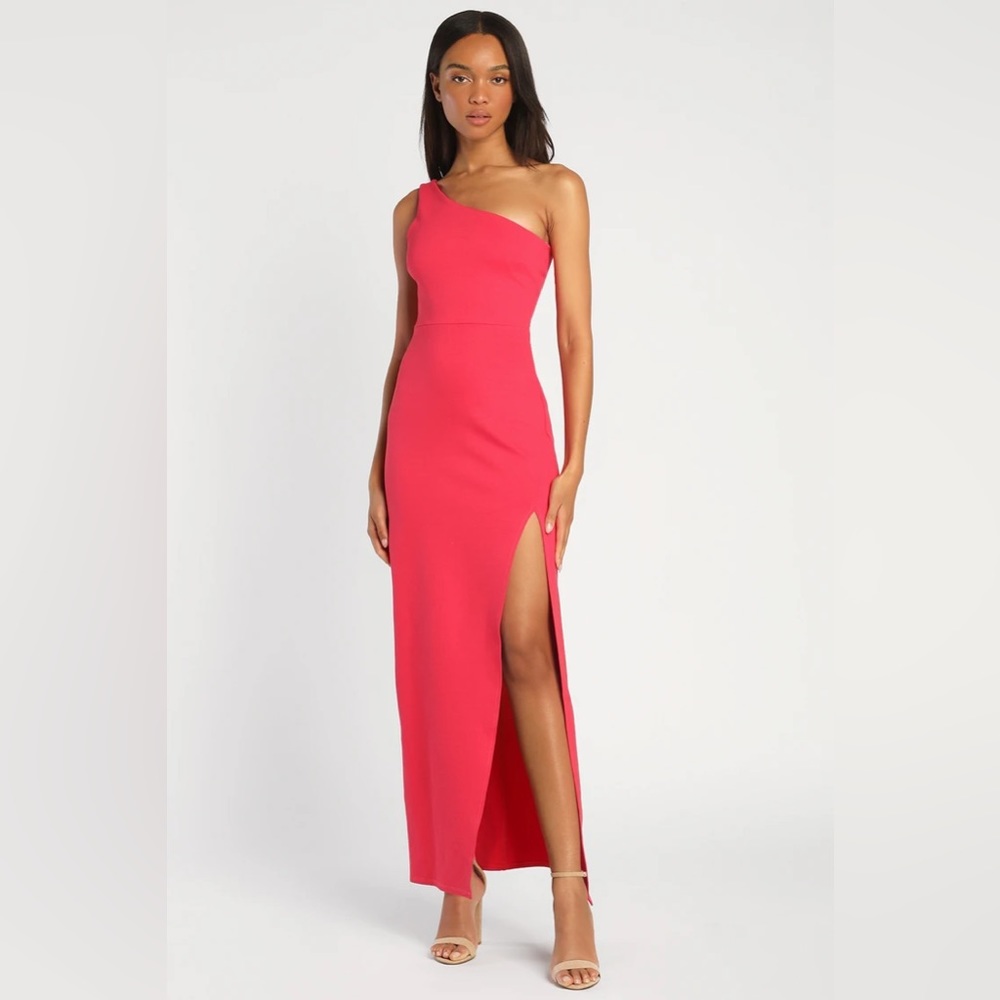 Good Times Only Hot Pink One-Shoulder Maxi Dress
